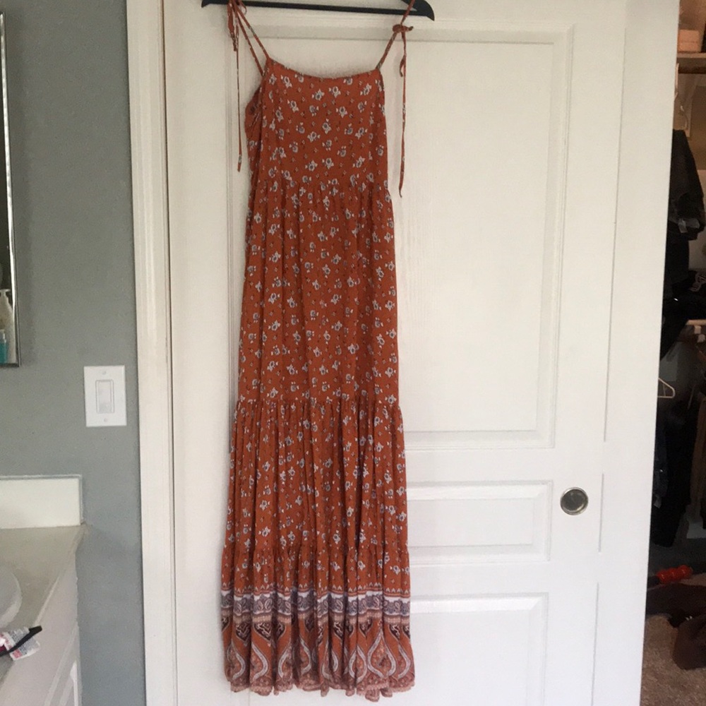 Maxi dress orange Floral boho
